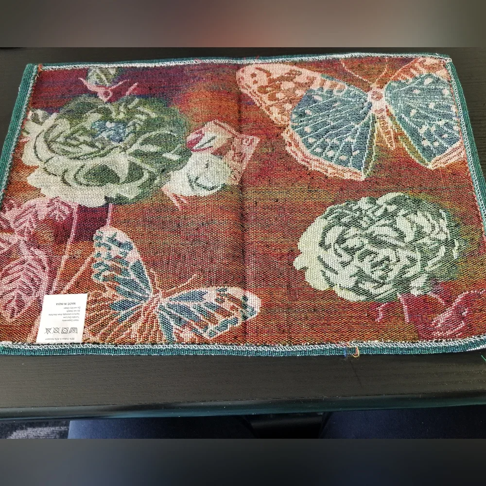 New Handcrafted Flowers & Butterflies Tablemats, set of 2